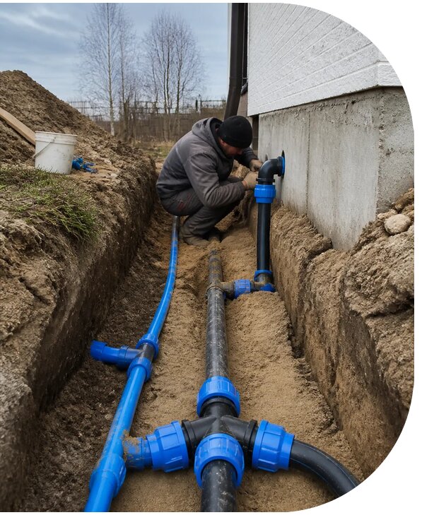 Монтаж наружного водопровода на участке под ключ в Лесозаводске